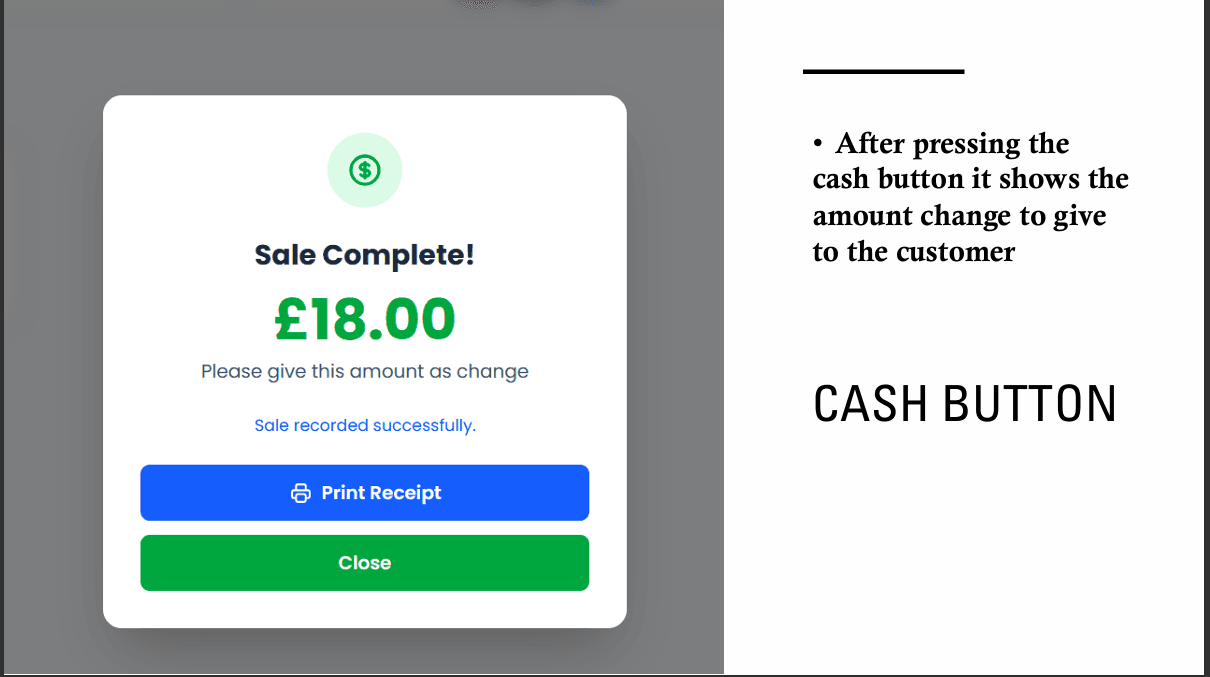 Change to give after cash payment
