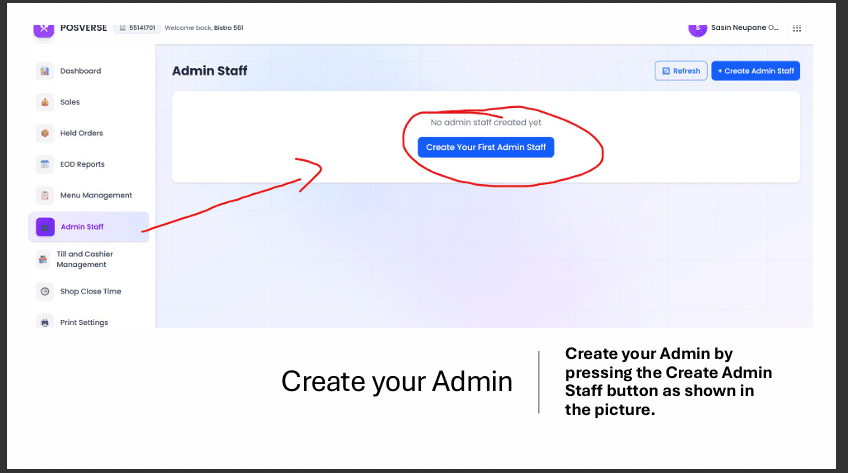 Admin Staff page