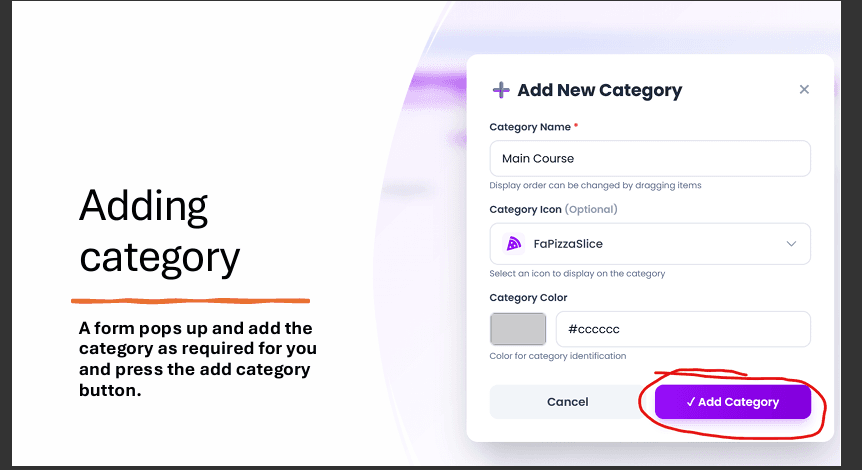 Add Category form