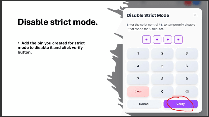 Enter PIN to disable