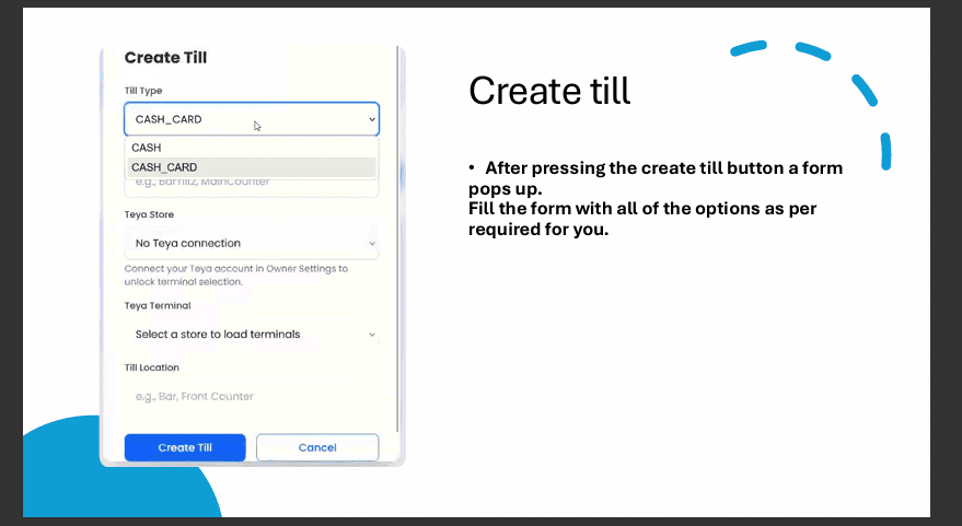 Create till form